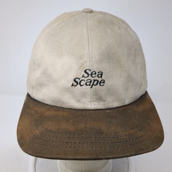 Sea Scape Strapback Baseball Cap Brown One Size Vintage Baseball Texace Made USA - Picture 2 of 9